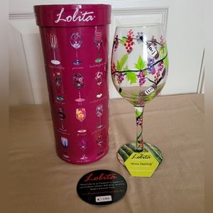 Lolita "Wine Tasting" Glass w/Bonus Box of Lolita 50 Cocktail Napkins "Queen"